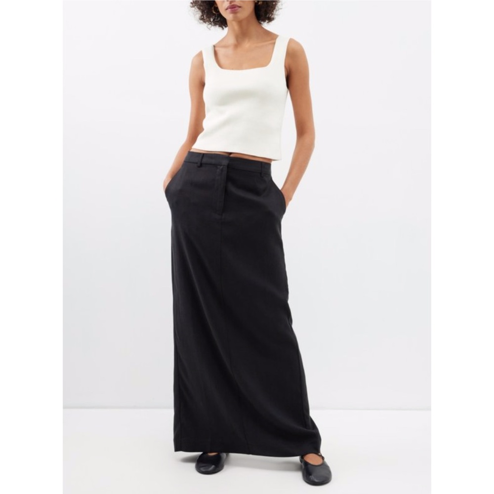 NEW Reformation Cairo Mid Rise Maxi Skirt Black 8